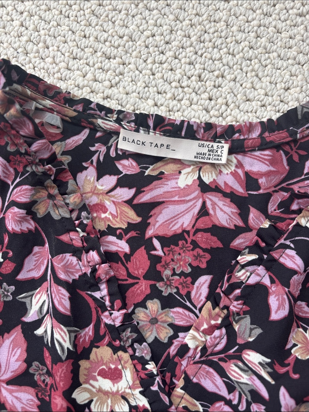 Black Tape_ Pink & Black Floral Midi Dress - Picture 2 of 4